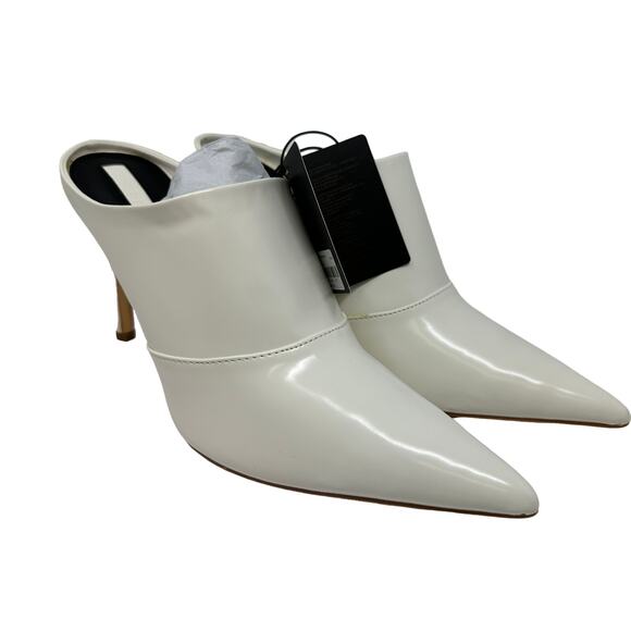 Forever 21 JL-Hollywood 3 Mules Women's Size 8.5 White Pointed Toe Patent - Picture 1 of 7
